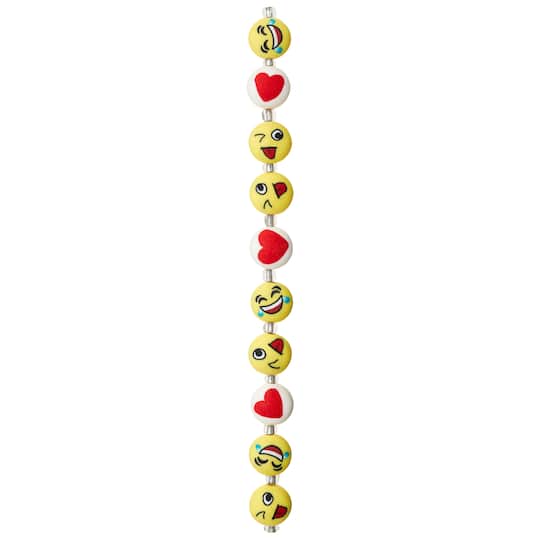 Emoji Face Resin Round Beads, 11mm by Bead Landing™